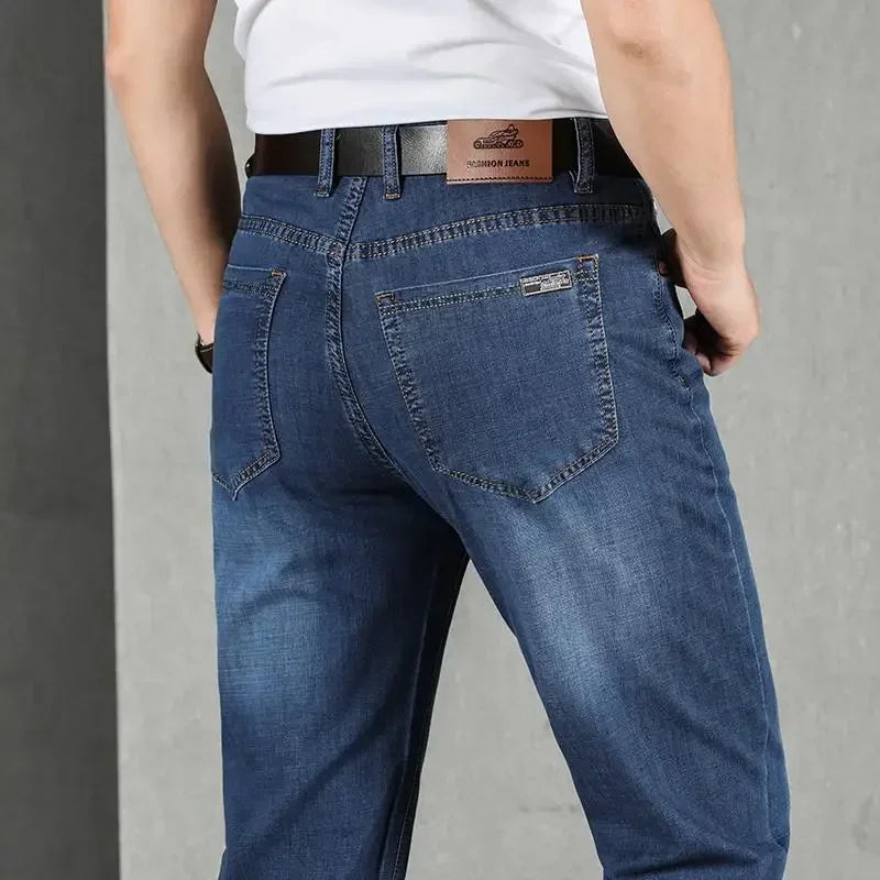 Jeans for Men Work Wear Male Cowboy Pants 2024 Fashion Trousers High Quality Original Classic Straight with Pockets New in Baggy - KHOY