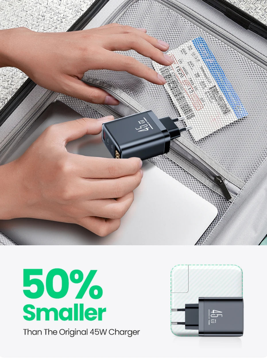 Tuodes 45w GaN Charger PPS PD USB Type C Fast Charging QC4.0 Quick Charge For iPhone 16 Macbook Air Tablet Samsung Xiaomi Laptop - KHOY