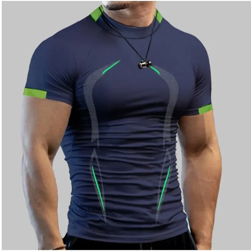 Men New Compression Shirt Men Fitness Gym Super Hero Sport Running T-Shirt Fitness Training Breathable Quick Dry Short Sleeve - KHOY