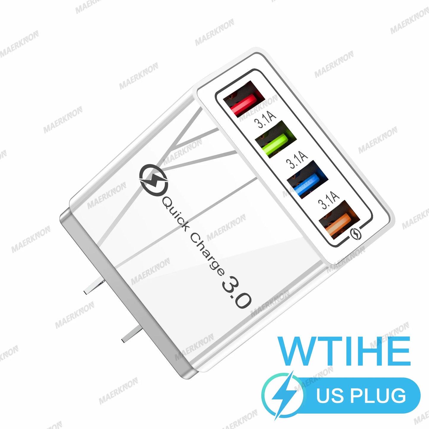 3A USB Charger 4 Ports USB Quick Charge 3.0 EU US Plug For iPhone Samsung Xiaomi Poco Fast Charging Mobile Phone Charger Adapter - KHOY