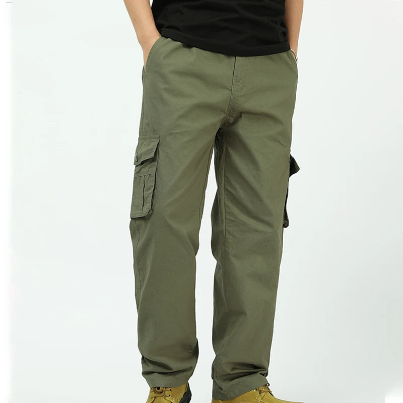 Mens Cargo Pants Cotton Casual Pants Summer Spring Cotton Work Wear Climbing Joggers Sweatpants Hombre Autumn Trousers - KHOY