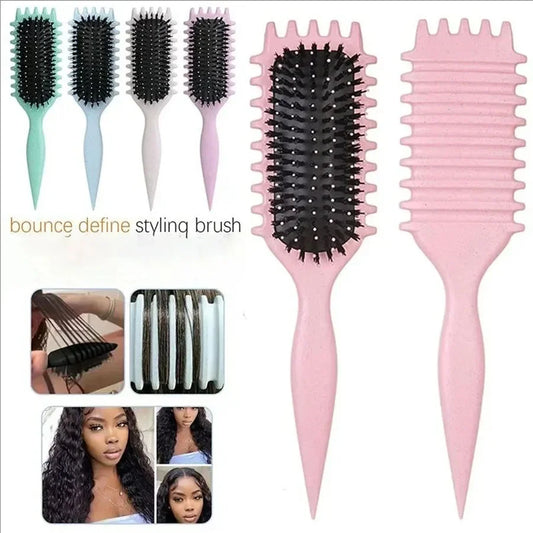 Curly Hair Styling Brush Curl Hair Brush for Combing and Shaping Men's and Women's Curls Reduce Pulling Tools - KHOY