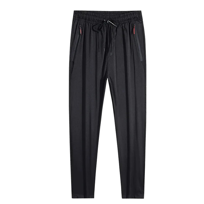 Men's Casual Pants Straight Slim Fit Elastic Waist Jogger Korean Classic Blue Black Gray Male Brand Trousers Plus Size - KHOY