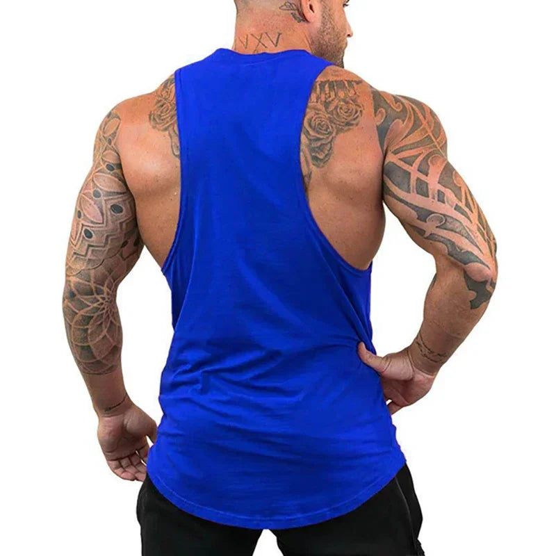 Red Spider Printed Running Tank Tops Gym Fitness Cotton Breathable Sleeveless T-Shirt Mens Bodybuilding Loose Training Clothing - KHOY