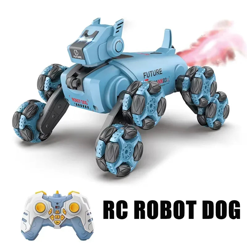 RC Stunt Dog Remote Control Robot Intelligent Stunt Mechanical Spray Dog Mode Music 360 Degree Rotation Drift Pet Kid Toy Gifts - KHOY