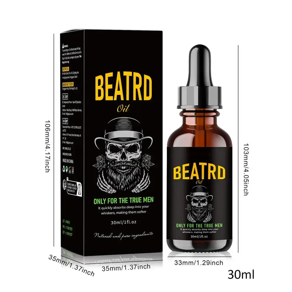 Beard Oil Enhance Mustache Nourishing Smooth Longer Thicker Regrowth Shine Strengthens Moisturizing Beard Growth Oil for Men - KHOY