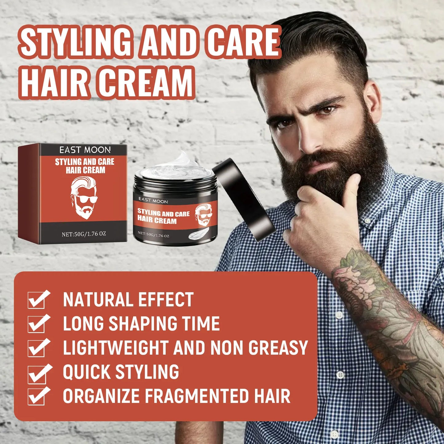 Men Hair Styling Cream Improving Curly Non Greasy Reducing Frizz Strong Holding Edge Control Long Lasting Finishing Hair Pomade - KHOY