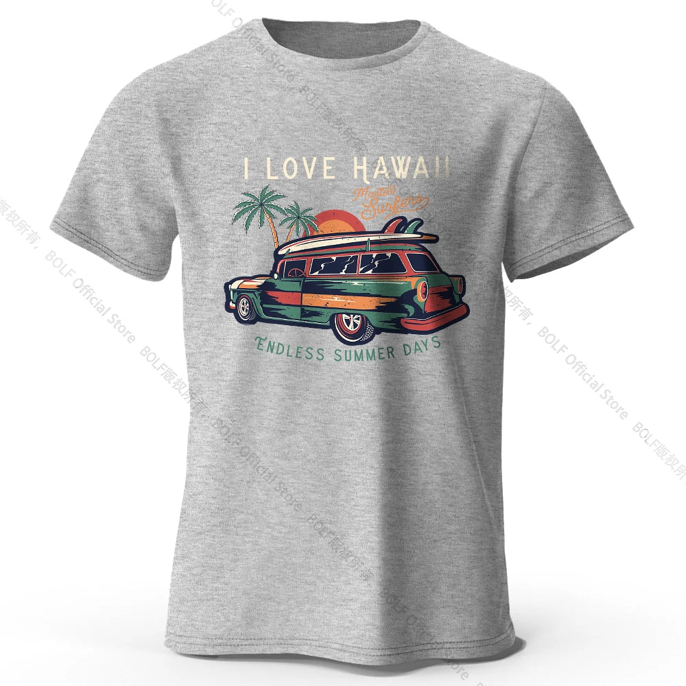 Hawaiian Holiday Printed Unisex Men Women T-Shirt Tees Tops 100% Cotton Aloha Flower Graphic Luau Party Outfit - KHOY