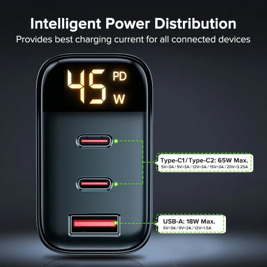 Tuodes 45w GaN Charger PPS PD USB Type C Fast Charging QC4.0 Quick Charge For iPhone 16 Macbook Air Tablet Samsung Xiaomi Laptop - KHOY