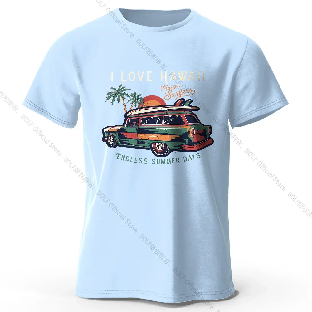 Hawaiian Holiday Printed Unisex Men Women T-Shirt Tees Tops 100% Cotton Aloha Flower Graphic Luau Party Outfit - KHOY