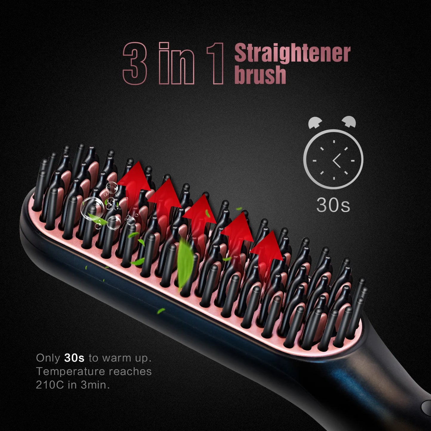 Hot Comb Straightener Heating Comb For Men Beard Electric Negative Ion Hair Straightening Brush Wet Dry Use Quick Hair Styler - KHOY