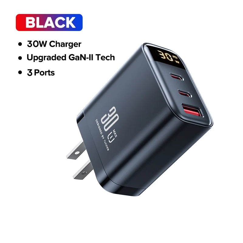 Tuodes 45w GaN Charger PPS PD USB Type C Fast Charging QC4.0 Quick Charge For iPhone 16 Macbook Air Tablet Samsung Xiaomi Laptop - KHOY