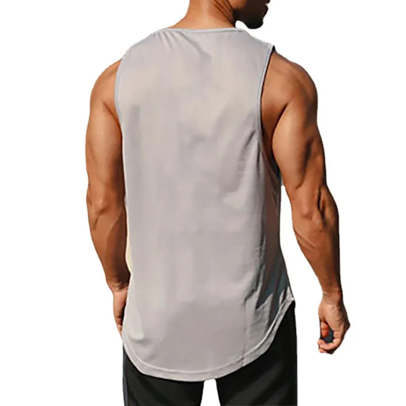 Summer Men's Gym Tank Top Fitness Training Clothing Quick-drying Loose Bodybuilding Sleeveless Shirt Men Fashion Basketball Vest - KHOY