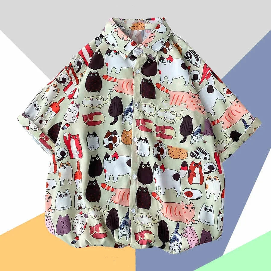 2025 Hawaiian Shirt For Men Orange Green Striped Refreshing Beach Style Fashion Trend Shirt Men And Women Seaside Holiday Shirt - KHOY