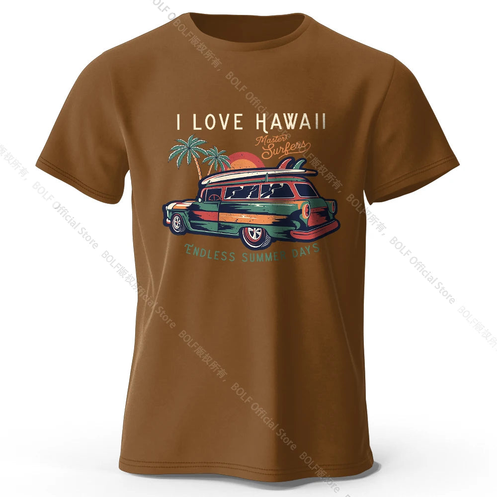 Hawaiian Holiday Printed Unisex Men Women T-Shirt Tees Tops 100% Cotton Aloha Flower Graphic Luau Party Outfit - KHOY