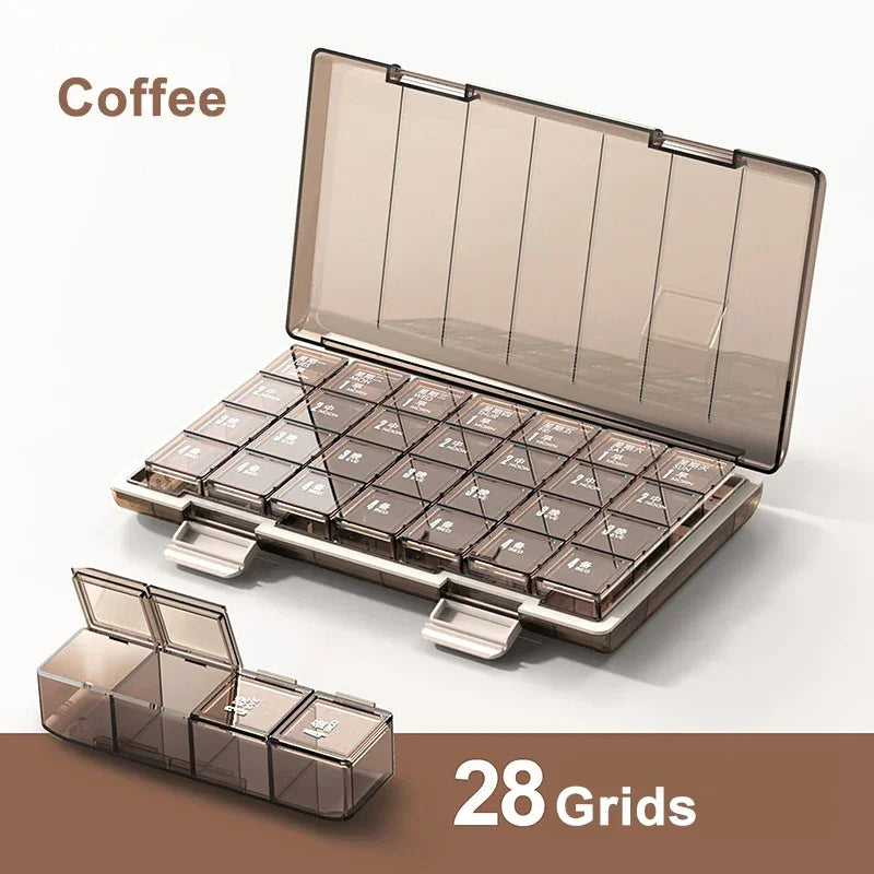 Portable Weekly 7 Days Pill Case Colorful Design Stackable 3/4 Times a Day Medicine Storage Dispenser/Plastic Pill Organizer Box - KHOY