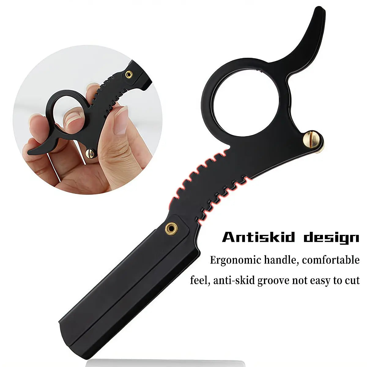 Barber Manual Razor Straight Edge Haircut Beard Eyebrow Shaver Men Depilation Razor Hairdresser Trimming Blades Replaceable - KHOY