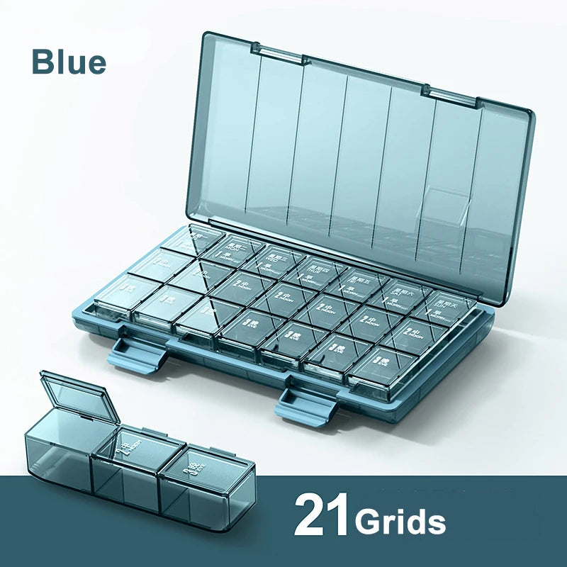 Portable Weekly 7 Days Pill Case Colorful Design Stackable 3/4 Times a Day Medicine Storage Dispenser/Plastic Pill Organizer Box - KHOY