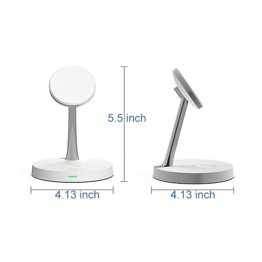 TIMESS-4 In 1 Magnetic Wireless Charger Station For IPhone15 14 13 Airpods 3/2/Pro, With Night Light For IWatch Series9/ 8/7/6/SE, Wireless Charging Station For Multiple Devices - KHOY