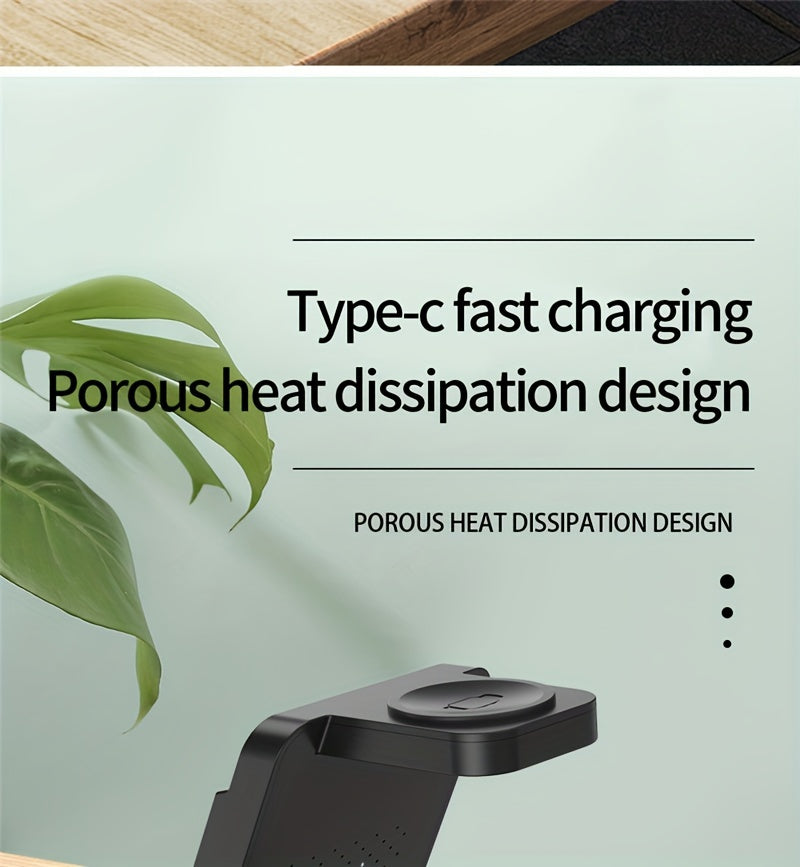 3-in-1 Wireless Charging Stand for Samsung S22/S21, Galaxy Watch Fast Charger Dock, 13.49x12.4x6.78 cm, Case-Friendly Station with LED Indicator - KHOY