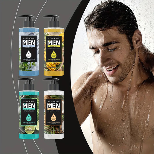 MEN'S Shower Gel Series, 100ml, Deep Cleansing & Long-Lasting Fragrance, Moisturizing, Formaldehyde-Free, Coconut Scented with Peppermint, Lavender & Coconut Oil, Suitable for All Skin Types, Body Use - KHOY