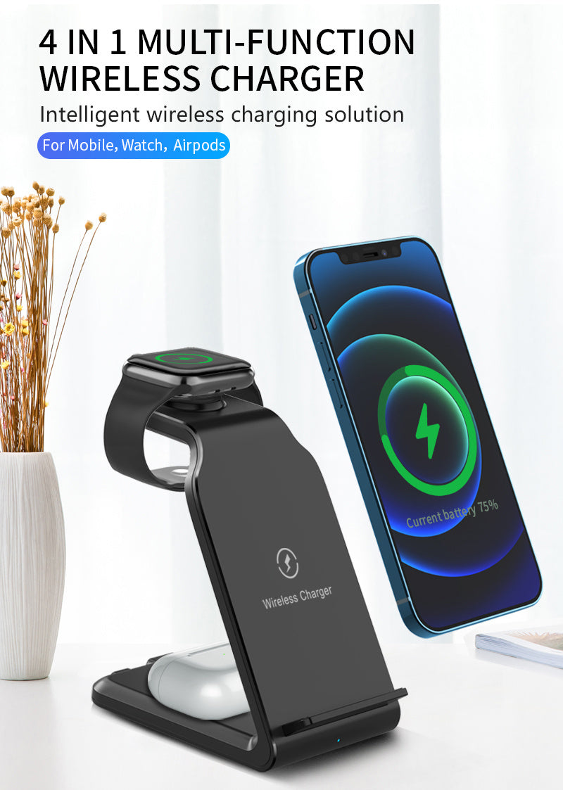 TIMESS-Charger Station For IPhone Multiple Devices, 3 In 1 Fast Wireless Charger Stand Dock Stand For IPhone 15 14 13 12 11 Pro X XS 8 Plus, For IWatch Series 9 8 7 6 SE 5 4 3 2 & For AirPods 3/2/Pro - KHOY