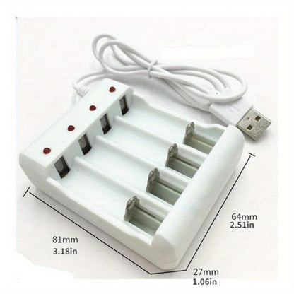 Fast-Charging USB Battery Charger with 4 Slots - For Smart, for AA/AAA & Lithium Rechargeable Batteries - KHOY