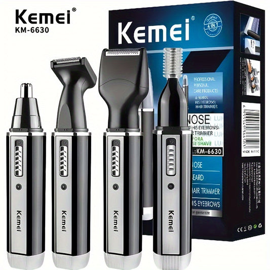 Kemei 4-in-1 Professional Grooming Kit, USB Rechargeable Nose & Ear Hair Trimmer, Beard and Eyebrow Razor, Men'S Personal Care Tools with Nickel Battery, ����������ï¿
