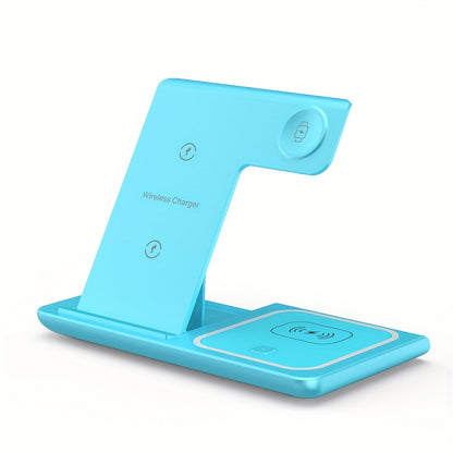 3 In 1 Fast Charging Station, Folding Wireless Charger Stand For IPhone 14, 13, 12, 11/Pro/Max/Mini/Plus, X, XR, XS/Max, SE, 8/Plus, For IWatch 1-8, For Airpods 3/2/Pro - KHOY
