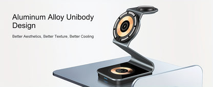 3 In 1 Magnetic Wireless Charger, 15W Fast Charging Station, Suitable For iPhone 15/14/13/12/Pro/Max/Mini/Plus, For iWatch Ultra/Ultra2/9/8/7/6/5/4/3/2/1/SE, For AirPods 3/2/Pro/Pro2 - KHOY