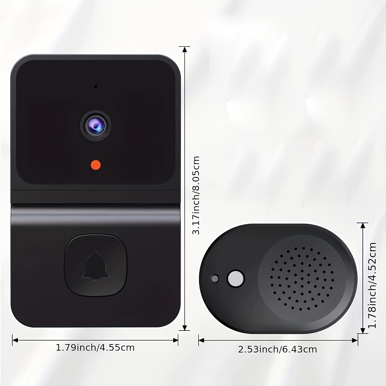 1pc Smart WiFi Doorbell Camera with Built-in Battery, Wireless Security Camera with 2-Way Audio, Night Vision, USB Rechargeable, App Control, 2.4G WiFi, Compact Design for Home Security & Front Door Monitoring, Wireless Doorb - KHOY