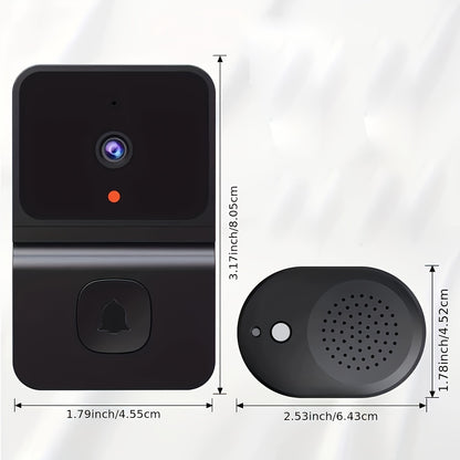 1pc Smart WiFi Doorbell Camera with Built-in Battery, Wireless Security Camera with 2-Way Audio, Night Vision, USB Rechargeable, App Control, 2.4G WiFi, Compact Design for Home Security & Front Door Monitoring, Wireless Doorb - KHOY