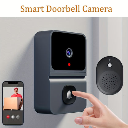 1pc Smart WiFi Doorbell Camera with Built-in Battery, Wireless Security Camera with 2-Way Audio, Night Vision, USB Rechargeable, App Control, 2.4G WiFi, Compact Design for Home Security & Front Door Monitoring, Wireless Doorb - KHOY