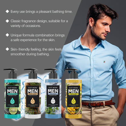 MEN'S Shower Gel Series, 100ml, Deep Cleansing & Long-Lasting Fragrance, Moisturizing, Formaldehyde-Free, Coconut Scented with Peppermint, Lavender & Coconut Oil, Suitable for All Skin Types, Body Use - KHOY