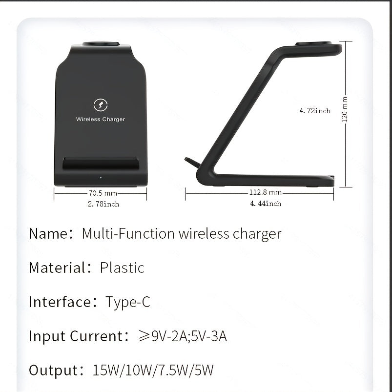 TIMESS-Charger Station For IPhone Multiple Devices, 3 In 1 Fast Wireless Charger Stand Dock Stand For IPhone 15 14 13 12 11 Pro X XS 8 Plus, For IWatch Series 9 8 7 6 SE 5 4 3 2 & For AirPods 3/2/Pro - KHOY