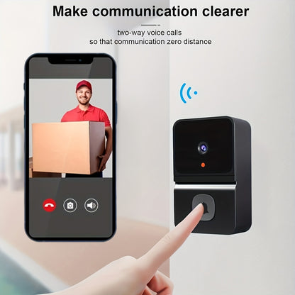 1pc Smart WiFi Doorbell Camera with Built-in Battery, Wireless Security Camera with 2-Way Audio, Night Vision, USB Rechargeable, App Control, 2.4G WiFi, Compact Design for Home Security & Front Door Monitoring, Wireless Doorb - KHOY