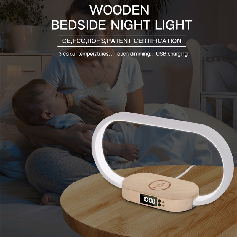 Multifunction Wireless Charger Pad Stand Clock LED Desk Lamp Night Light USB Port Fast Charging Station Dock For IPhone For Samsung - KHOY