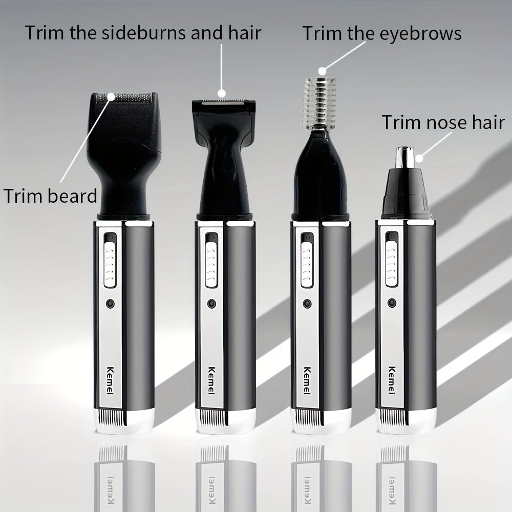 Kemei 4-in-1 Professional Grooming Kit, USB Rechargeable Nose & Ear Hair Trimmer, Beard and Eyebrow Razor, Men'S Personal Care Tools with Nickel Battery, ����������ï¿