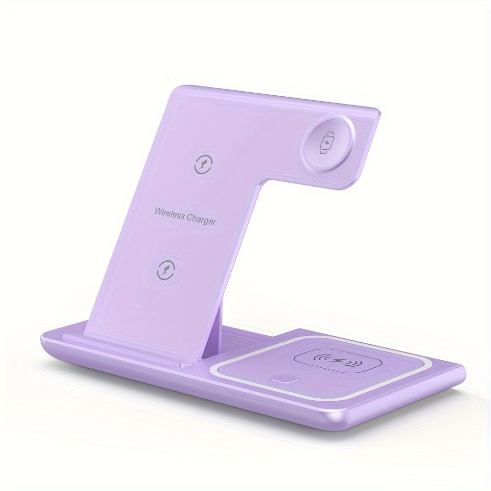 3 In 1 Fast Charging Station, Folding Wireless Charger Stand For IPhone 14, 13, 12, 11/Pro/Max/Mini/Plus, X, XR, XS/Max, SE, 8/Plus, For IWatch 1-8, For Airpods 3/2/Pro - KHOY