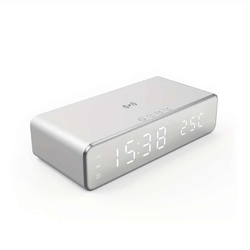Wireless Charger Time Alarm Clock LED Digital Thermometer Earphone Phone Chargers Fast Charging Dock Station For IPhone 15, 14, 13, 12, Samsung - KHOY