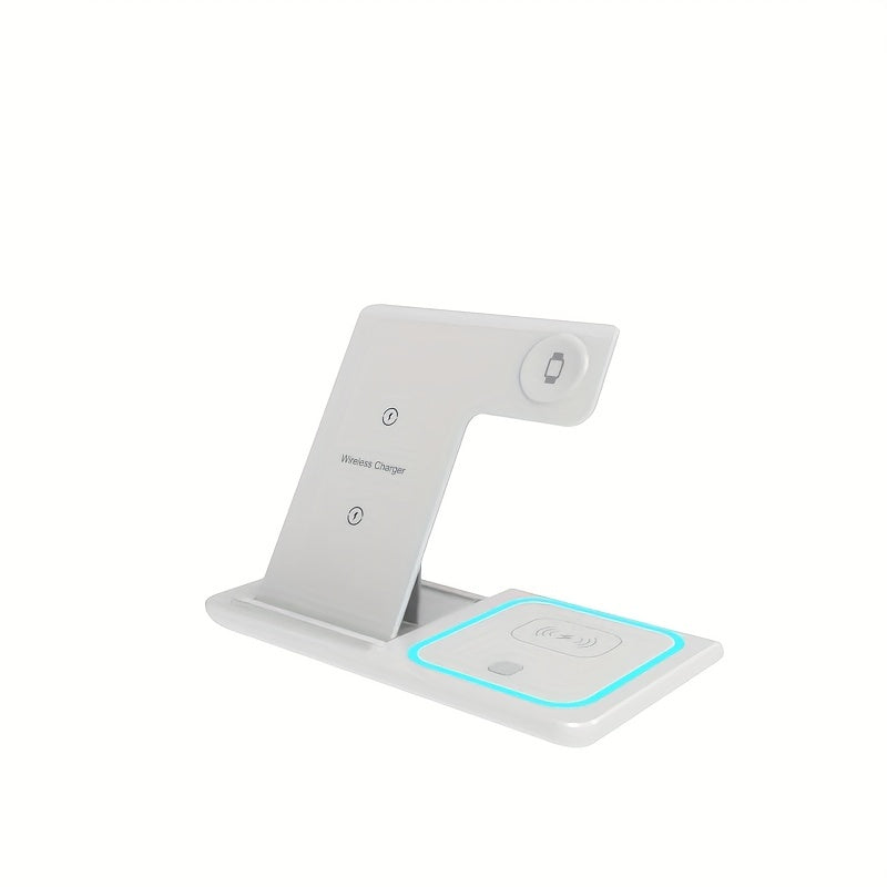 3 In 1 Fast Charging Station, Folding Wireless Charger Stand For IPhone 14, 13, 12, 11/Pro/Max/Mini/Plus, X, XR, XS/Max, SE, 8/Plus, For IWatch 1-8, For Airpods 3/2/Pro - KHOY