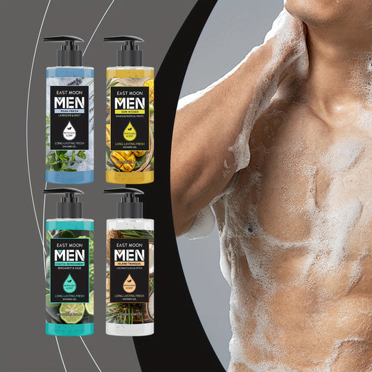 MEN'S Shower Gel Series, 100ml, Deep Cleansing & Long-Lasting Fragrance, Moisturizing, Formaldehyde-Free, Coconut Scented with Peppermint, Lavender & Coconut Oil, Suitable for All Skin Types, Body Use - KHOY