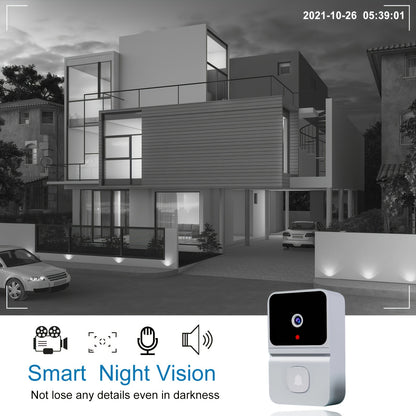 1pc Smart WiFi Doorbell Camera with Built-in Battery, Wireless Security Camera with 2-Way Audio, Night Vision, USB Rechargeable, App Control, 2.4G WiFi, Compact Design for Home Security & Front Door Monitoring, Wireless Doorb - KHOY