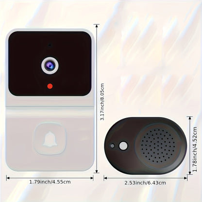 1pc Smart WiFi Doorbell Camera with Built-in Battery, Wireless Security Camera with 2-Way Audio, Night Vision, USB Rechargeable, App Control, 2.4G WiFi, Compact Design for Home Security & Front Door Monitoring, Wireless Doorb - KHOY