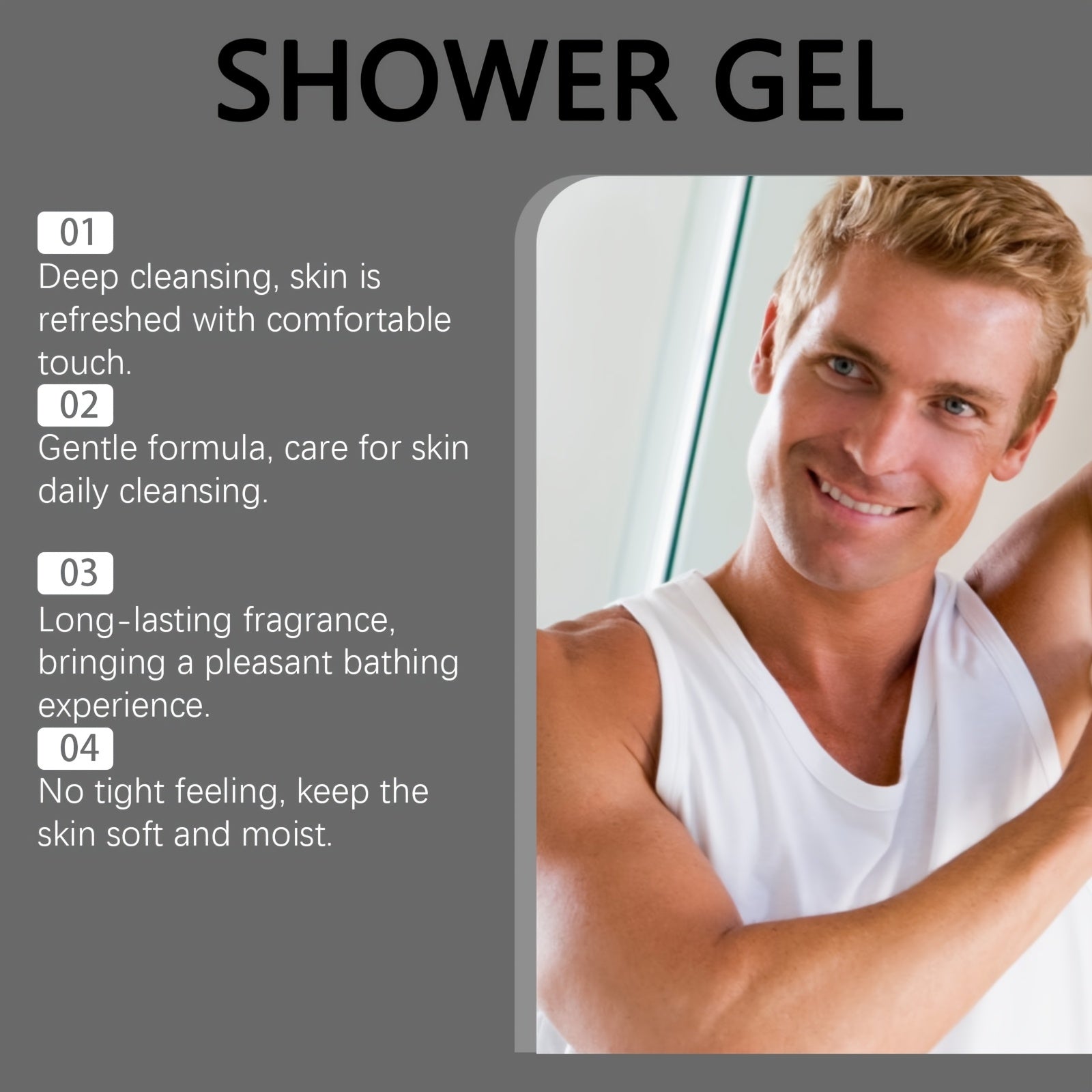MEN'S Shower Gel Series, 100ml, Deep Cleansing & Long-Lasting Fragrance, Moisturizing, Formaldehyde-Free, Coconut Scented with Peppermint, Lavender & Coconut Oil, Suitable for All Skin Types, Body Use - KHOY