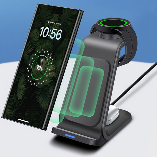 Wireless Charging Station For Samsung, Travel Portable Charger 3 In 1 For Samsung S24 Ultra/S24/S24+/S23 Ultra/S23/S22 Ultra/S22/S21/Note 20, For Galaxy Watch 6/6 Classic/5/5 Pro/4, For Galaxy Buds 2 Pro/Pro - KHOY