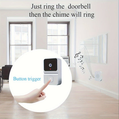 1pc Smart WiFi Doorbell Camera with Built-in Battery, Wireless Security Camera with 2-Way Audio, Night Vision, USB Rechargeable, App Control, 2.4G WiFi, Compact Design for Home Security & Front Door Monitoring, Wireless Doorb - KHOY