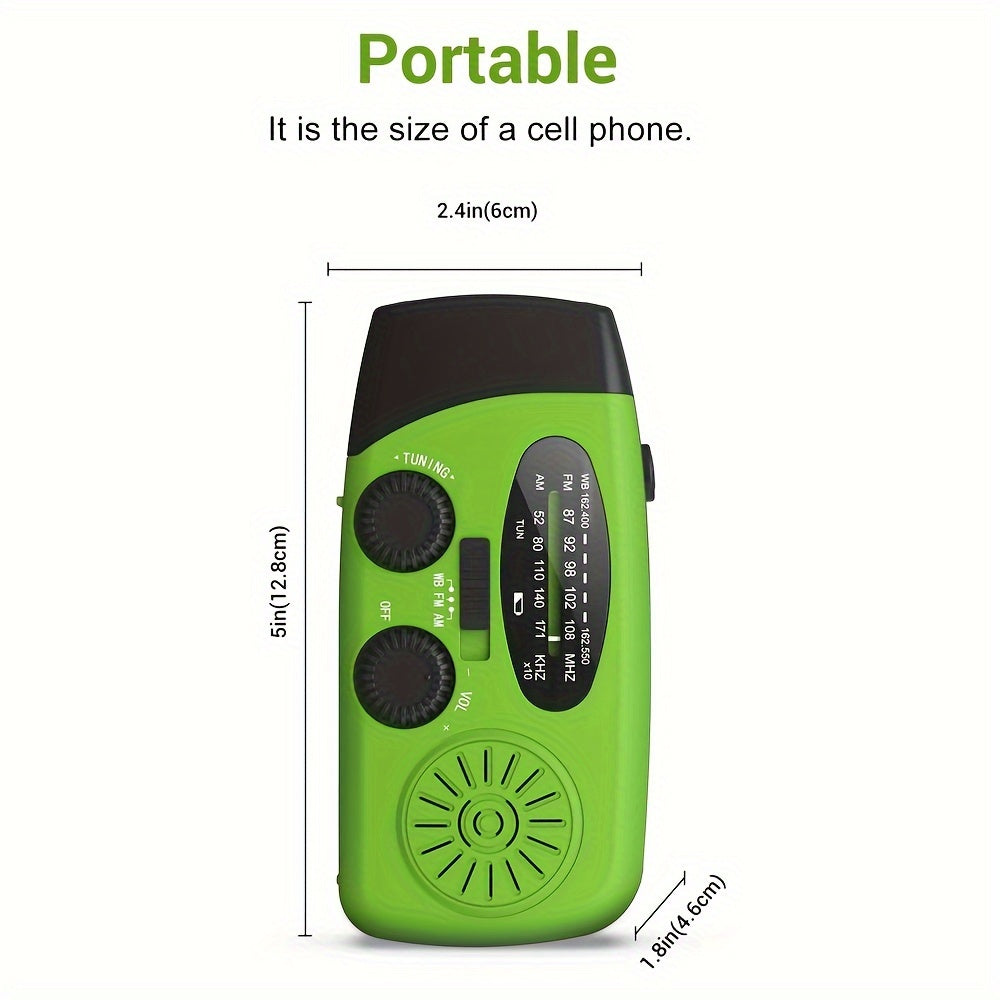 Emergency Hand Crank Radio With 2000mAh Power Bank Phone Charger, AM/FM/NOAA Portable Weather Radio With 3 LED Flashlight, Solar Powered USB Rechargeable Radio For Indoor Outdoor Camping - KHOY