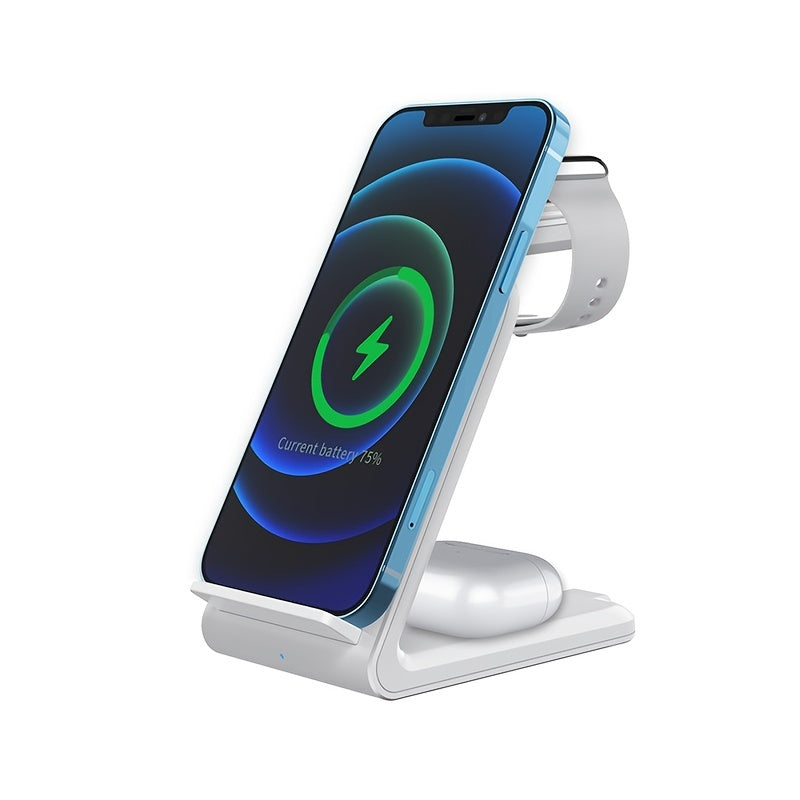 TIMESS-Charger Station For IPhone Multiple Devices, 3 In 1 Fast Wireless Charger Stand Dock Stand For IPhone 15 14 13 12 11 Pro X XS 8 Plus, For IWatch Series 9 8 7 6 SE 5 4 3 2 & For AirPods 3/2/Pro - KHOY