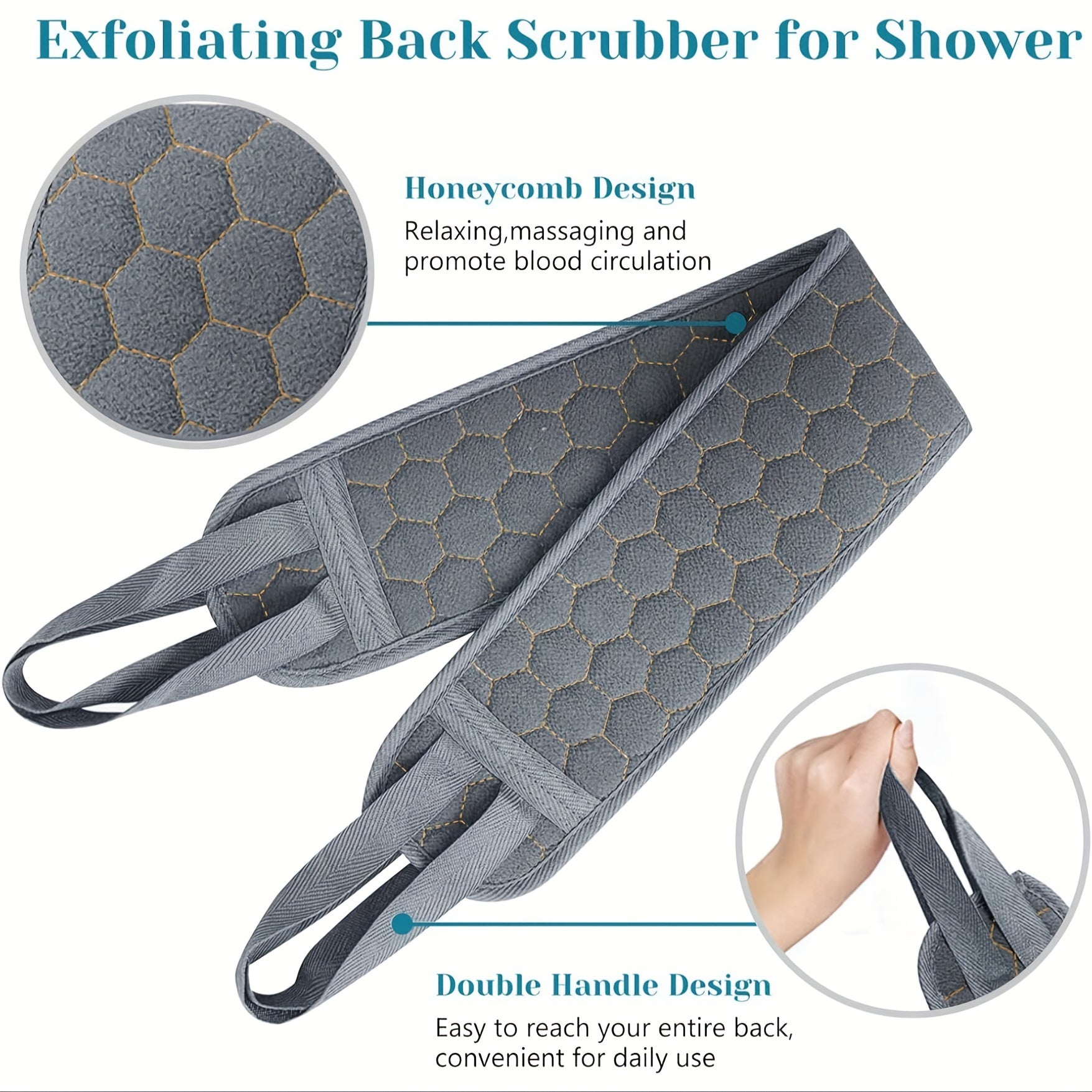 3pcs/set Bath Back Exfoliating Set, Loofah Sponge, Bath Glove, Exfoliating Bath Washcloth Towel, Back Scrubber For Shower, For Spa, Massage And Body Scrubs, Body Scrubber Bathing Accessories - KHOY